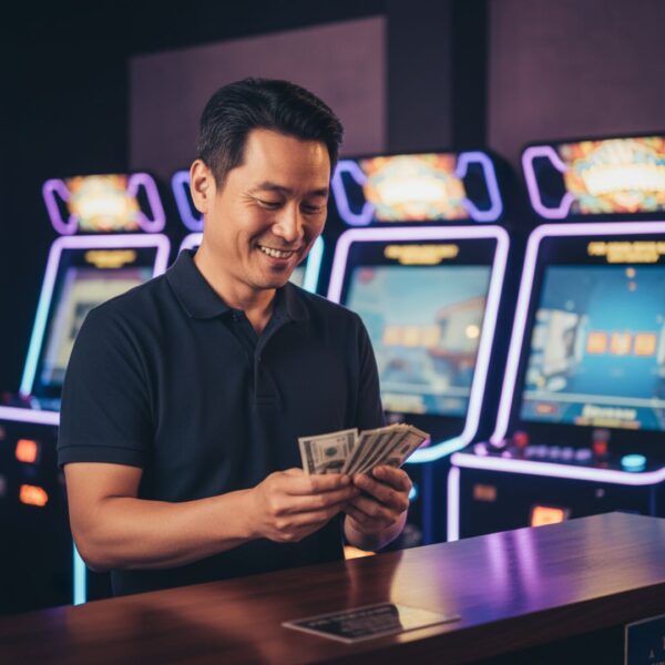 a shop owner counting money