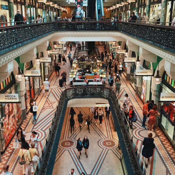 shoppers in a mall